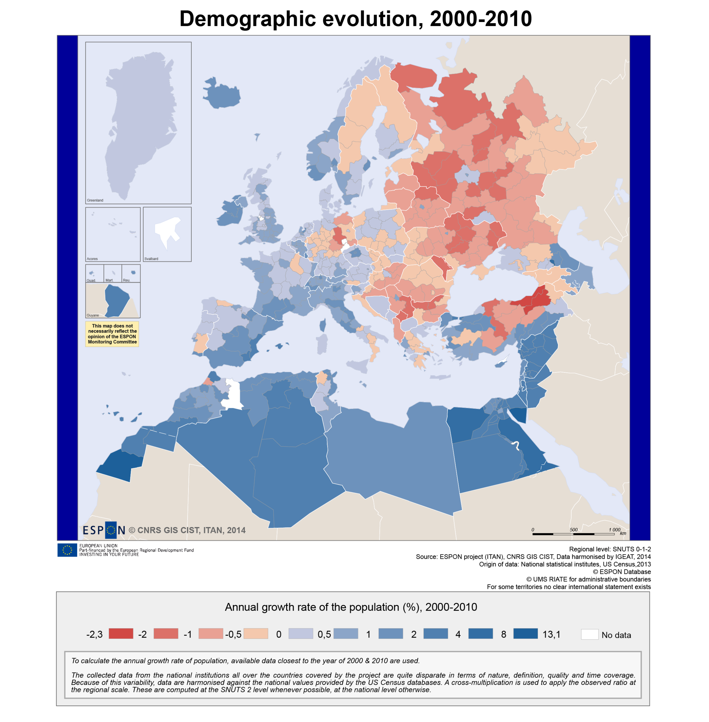 Demographic evolution, 2000-2010
