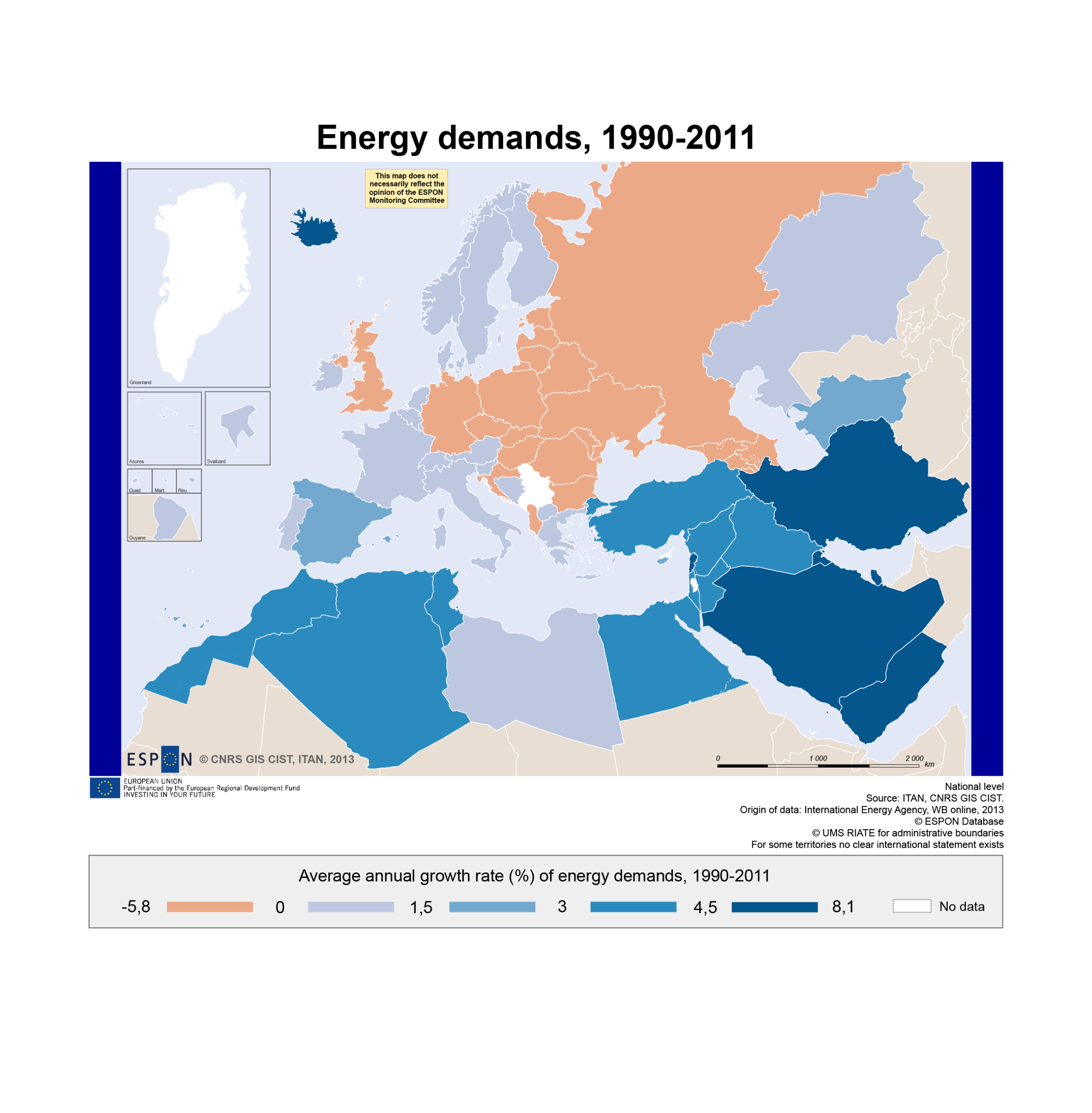 Energy demands, 1990-2011